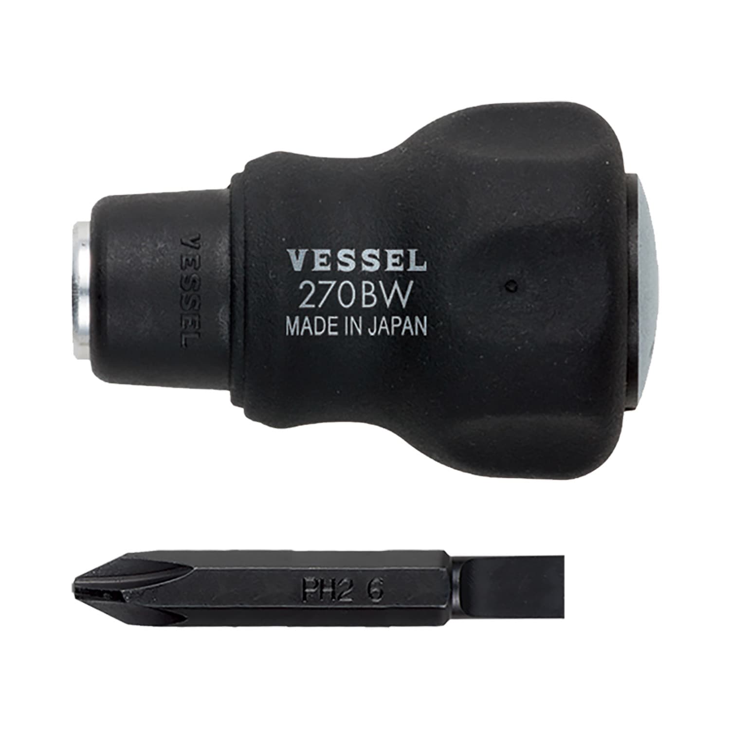 VESSEL No.270BW-62 玄人魂黑色2"兩用批 #2(+)/6mm(-)