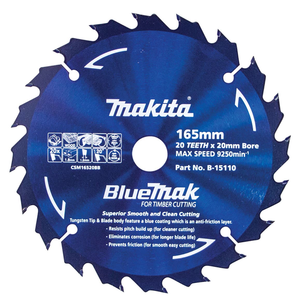 Makita 牧田 B-15110 硬質合金鋸片165X20X20T