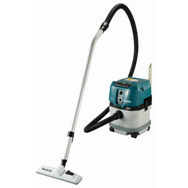 Makita VC004GLZ04 充電式集塵機已接上軟管、直管及吸咀的完整組合