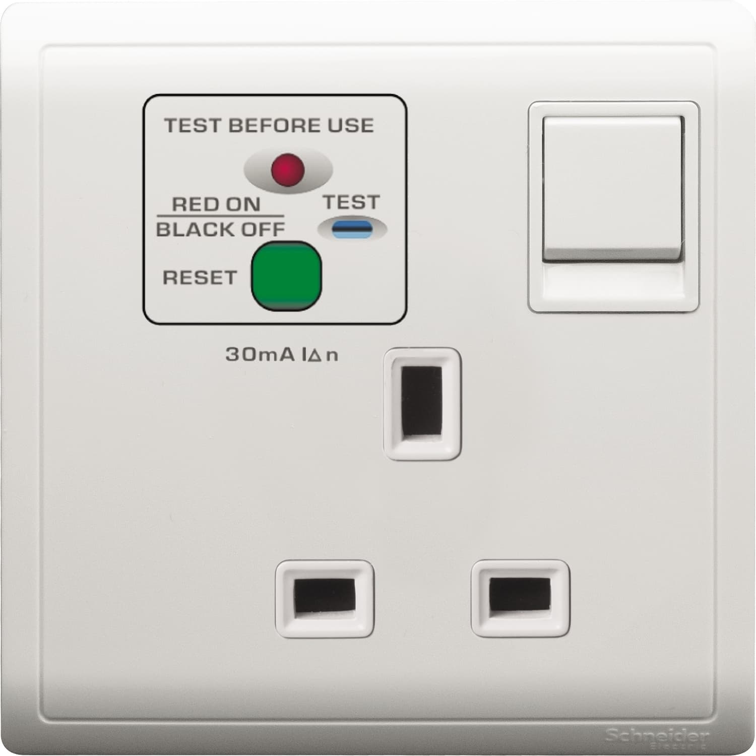 Schneider 施耐德電氣 Pieno 丰尚 13A 單位連保護門有掣雙極防漏電插座 E8215DRC_WE(白)香港行貨