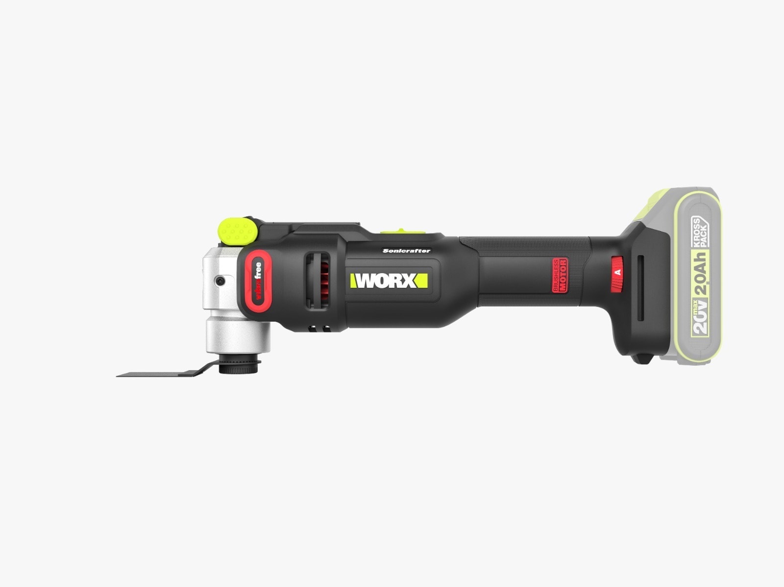 WORX 威克士 WU698 20V 無刷多功能磨切機(萬用寶)側面產品圖