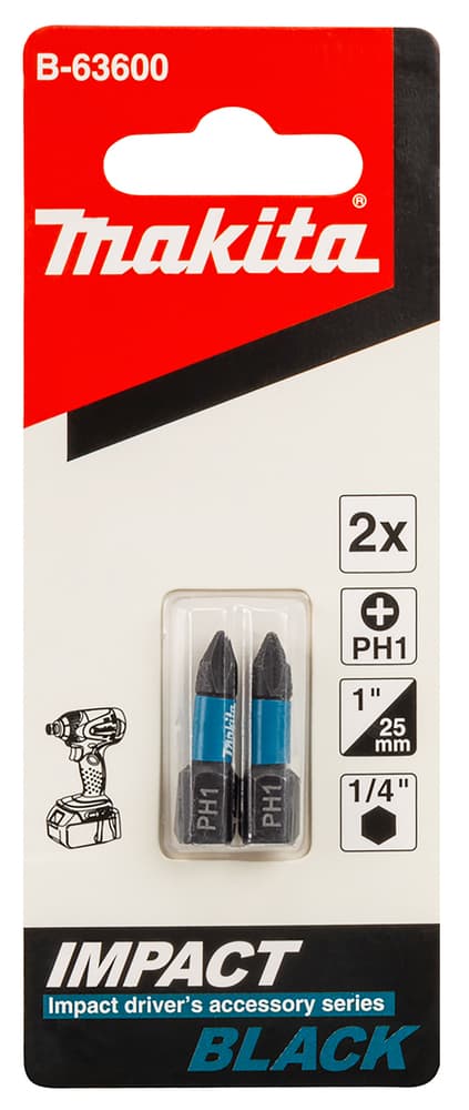 Makita 牧田 B-63600 IMPACT BLACK錐頭 PH1(2件裝)