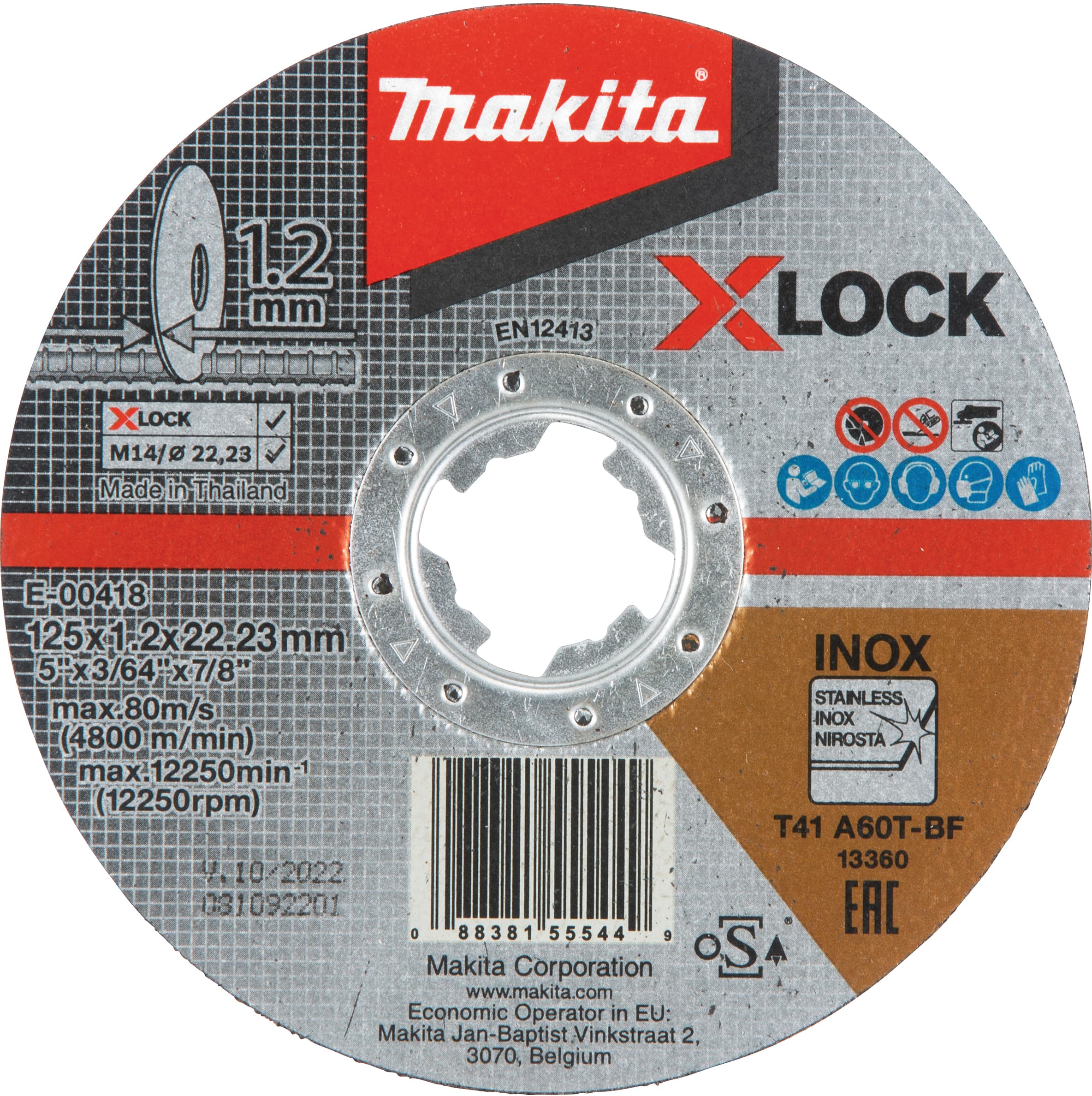 Makita 牧田 E-00418 X-LOCK切割砂輪片125X1.2 A60T