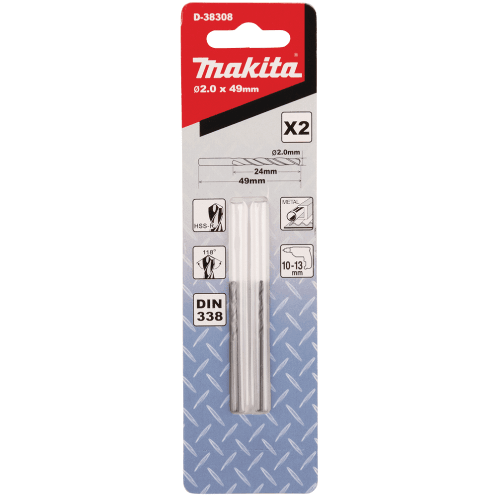 Makita 牧田 D-38308 HSS-R金屬鑽頭2.0mm(2支裝)