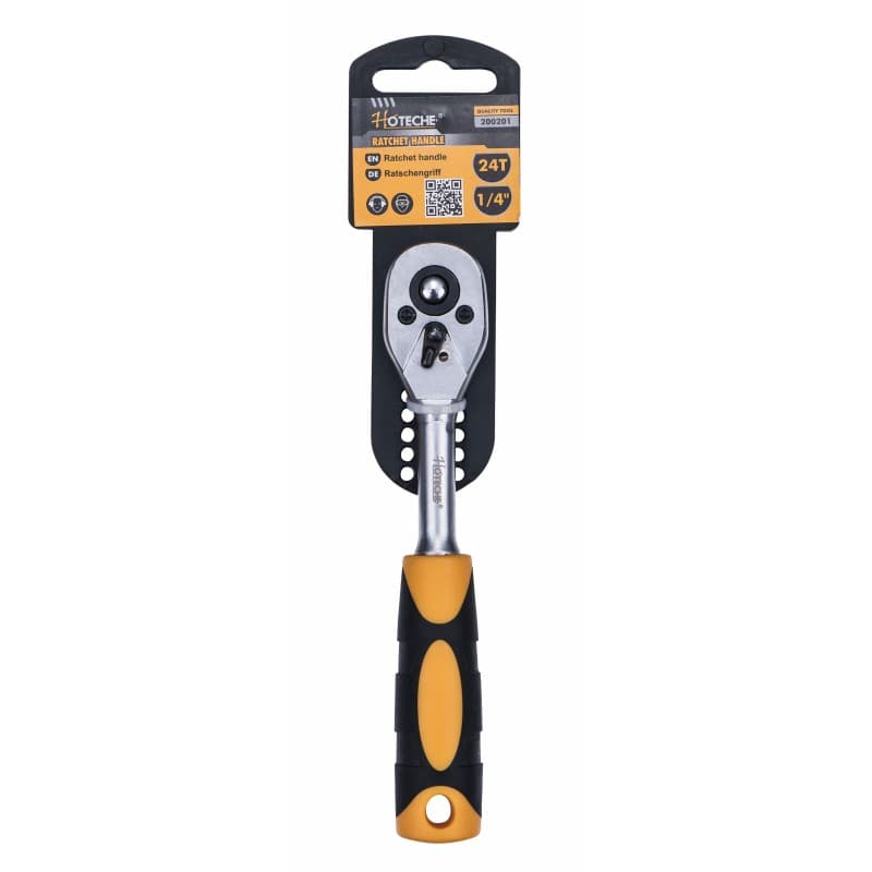 Rubber grip pear-head ratchet handle 1/4"