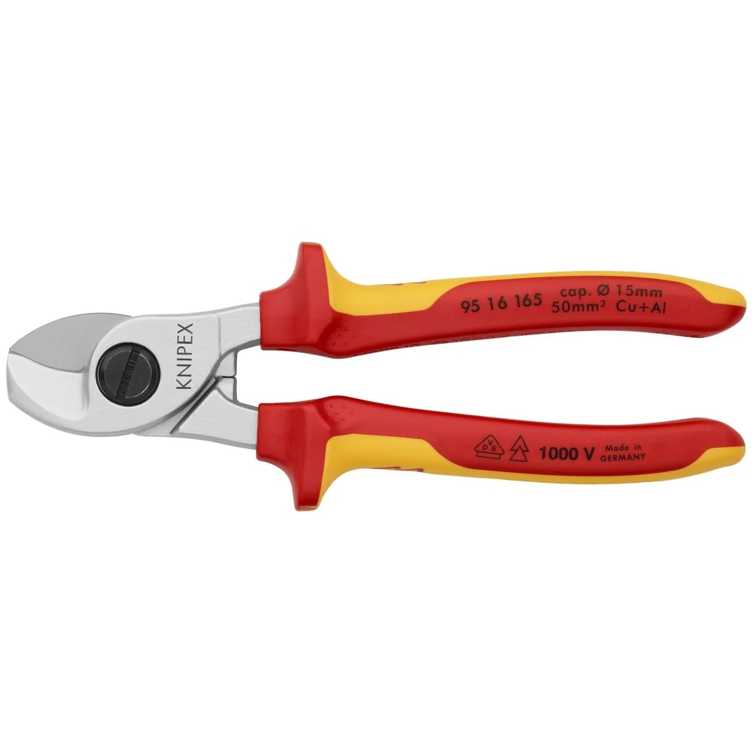 KNIPEX 95 16 165 絕緣柄電纜剪(正面)