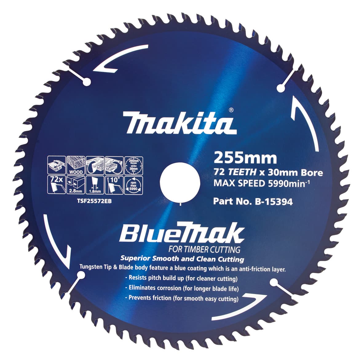 Makita 牧田 B-15394 硬質合金鋸片255X30X72T