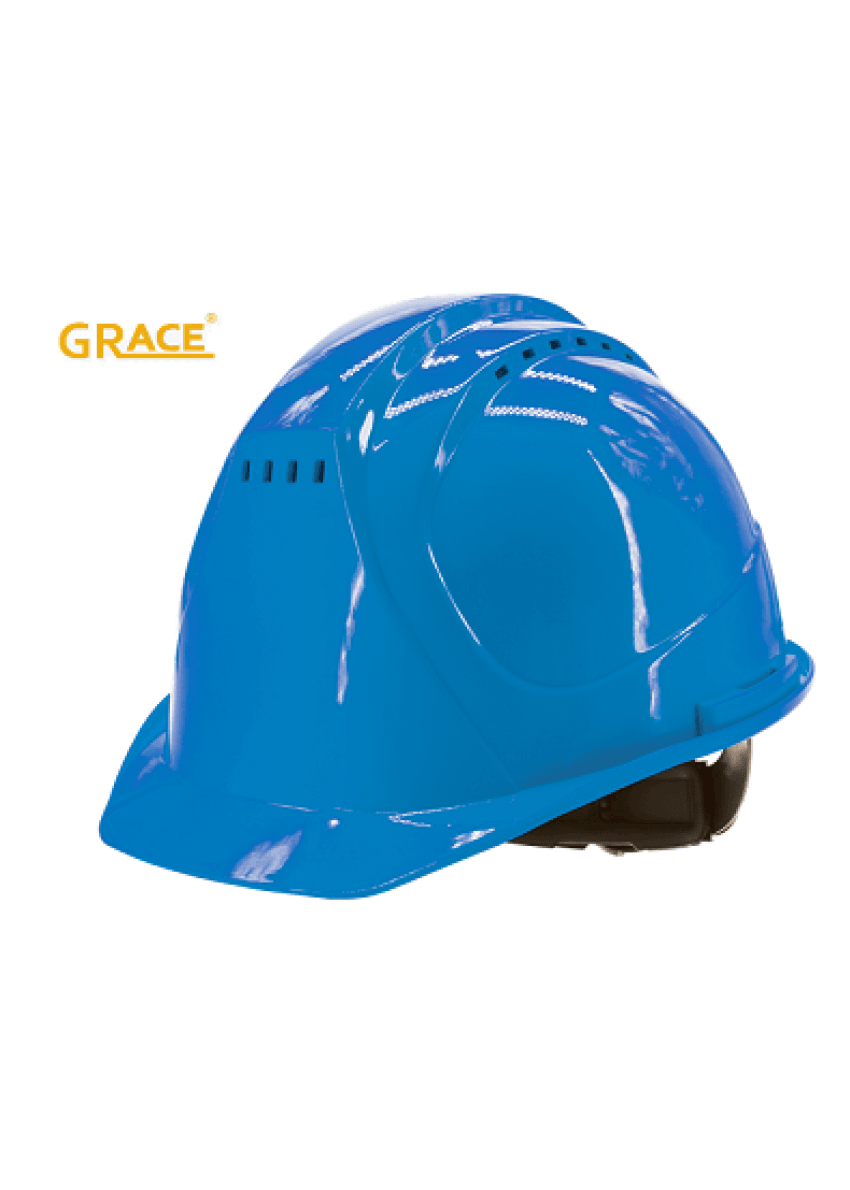 GRACE GR026A 透氣安全帽連透明面盾(藍色,三側面)