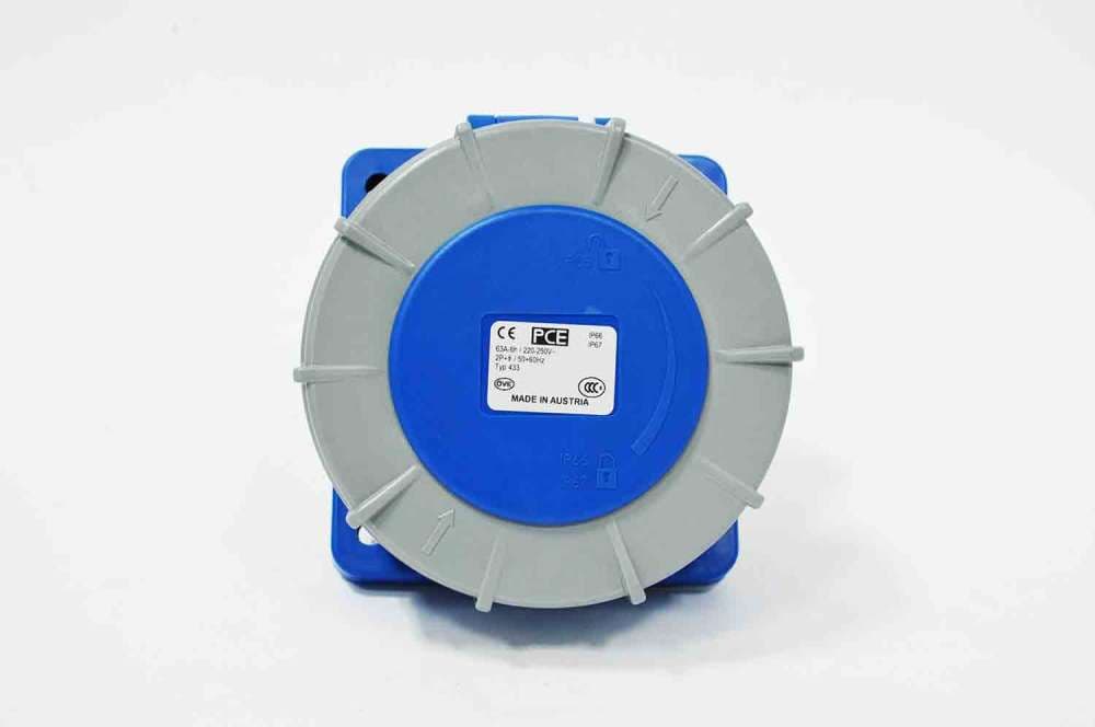PCE 工業防水斜入牆盤面插座 63A 220V 3針 IP67