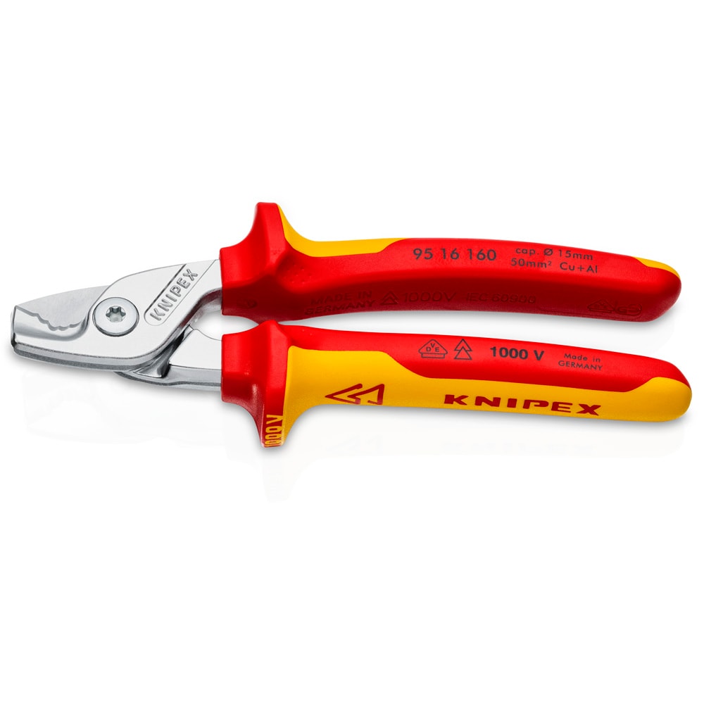 KNIPEX 95 16 160 絕緣柄電纜剪(正面)