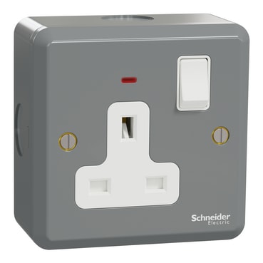 Schneider Electric ESMT15DN 13A 雙極開關插座連指示燈前角度圖