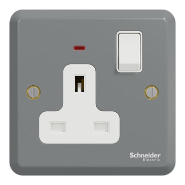 Schneider Electric ESMT15DN 13A 雙極開關插座連指示燈正面圖
