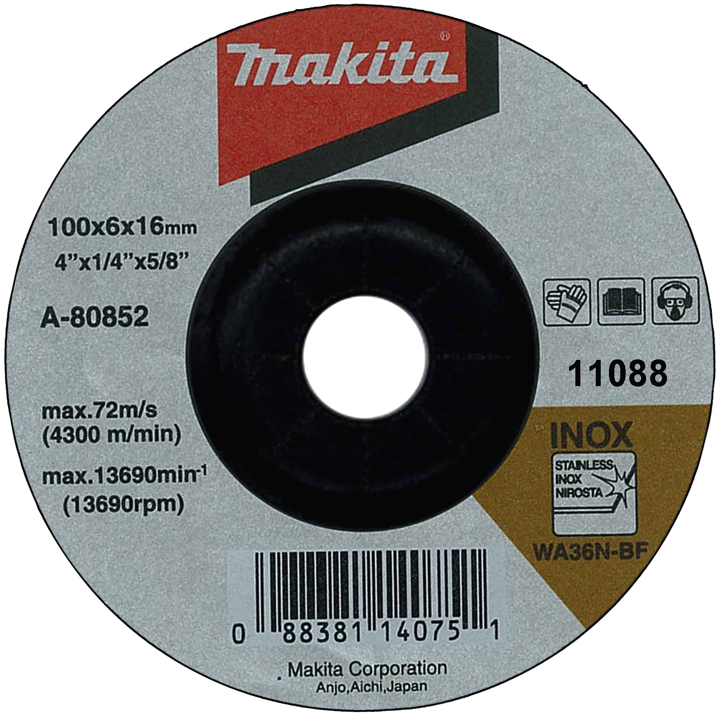 Makita 牧田 A-80852 磨輪100X6X16 WA36