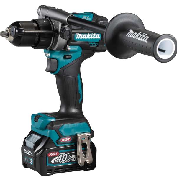 Makita 牧田 HP001GZ 40V 充電式衝擊電鑽側面全機圖,配側柄及無匙索頭