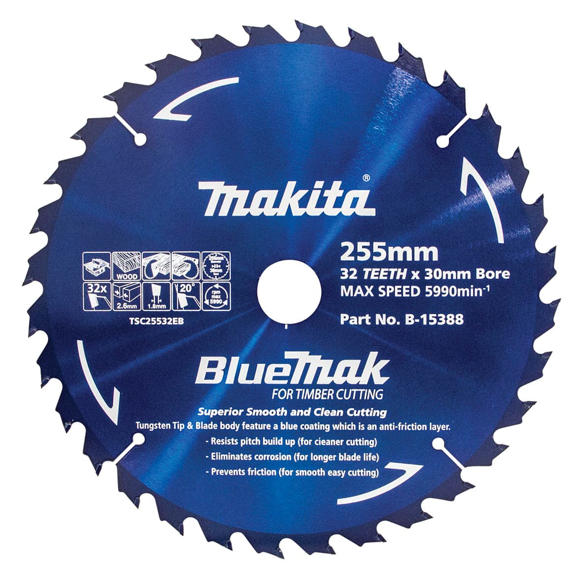 Makita 牧田 B-15388 硬質合金鋸片255X30X32T