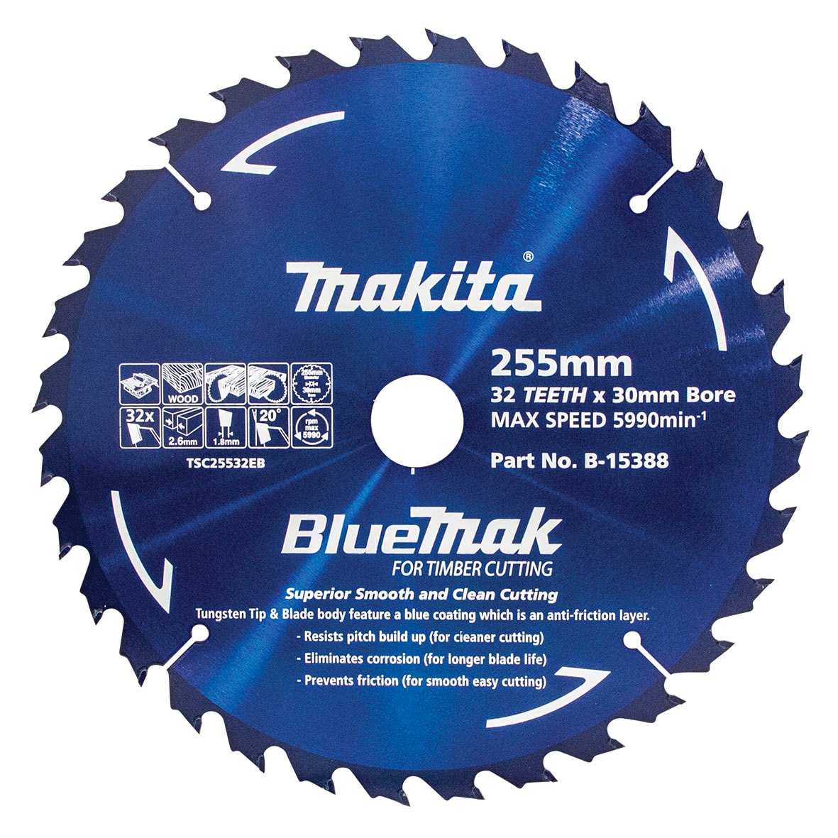 Makita B-15388 255mm硬質合金鋸片(正面)