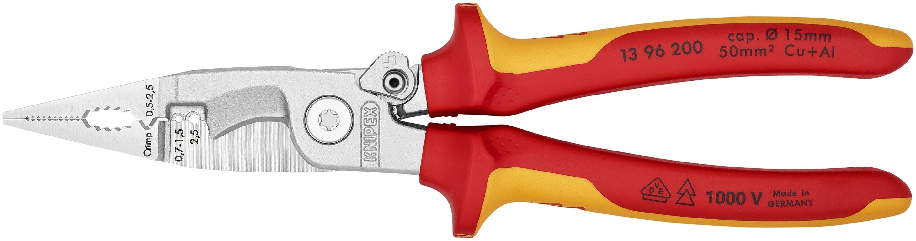 KNIPEX 絕緣柄 多用途電工鉗 8"