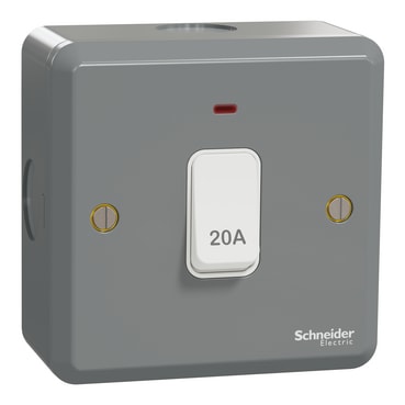 Schneider Electric ESMT32D20NAR 20A 單位雙極開關掣連指示燈斜角圖