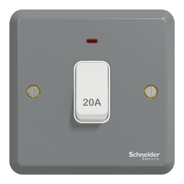 Schneider Electric ESMT32D20NAR 20A 單位雙極開關掣連指示燈正面圖