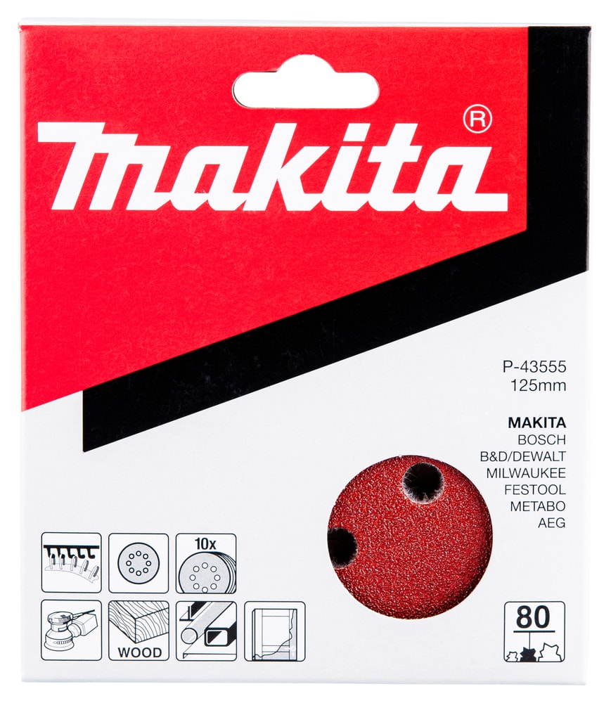 Makita P-43555 砂光碟 125mm 80號 包裝(正面)