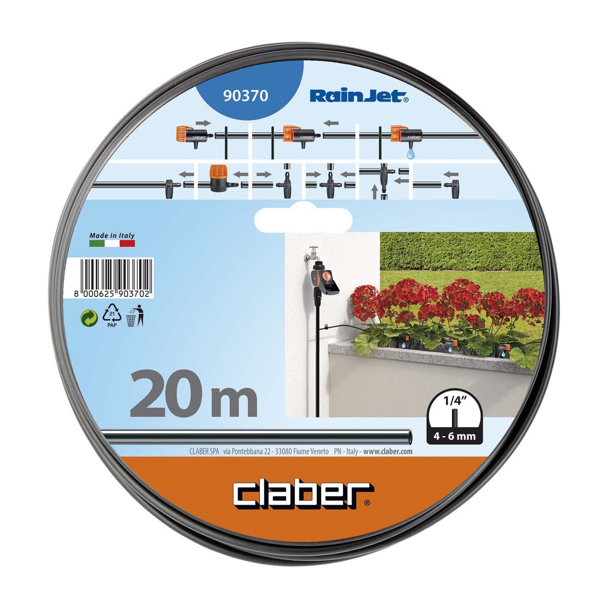 CLABER 90370 1/4吋PE輸水喉20米(包裝正面)