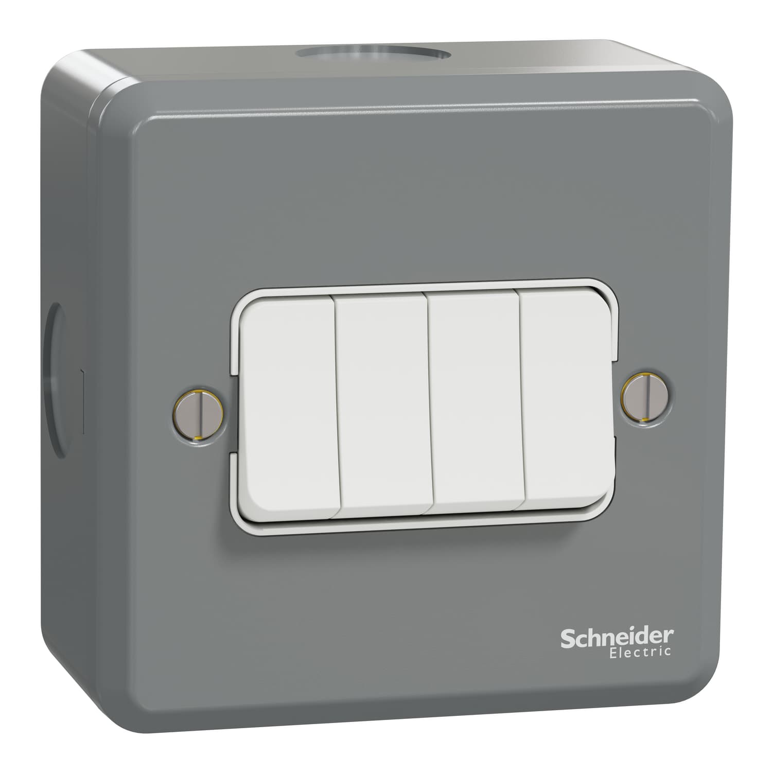Schneider Electric E30 Series ESM ESMT34_1_2AR 10AX 4 Gang 1 Way Switch, Grey/White