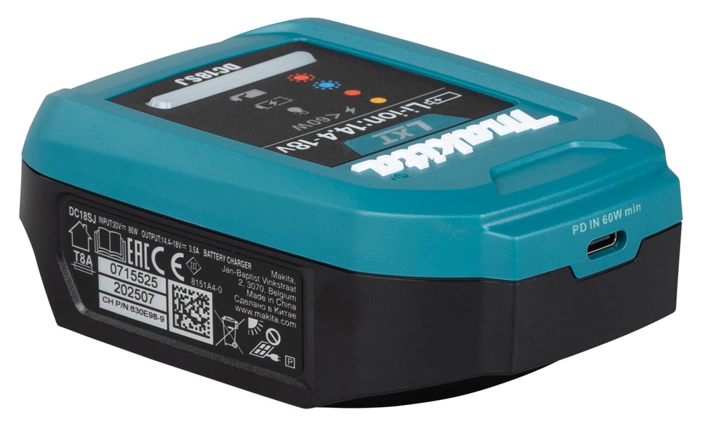 Makita DC18SJ 充電器(背面及規格標籤)