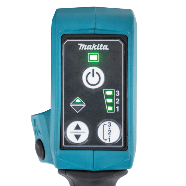 Makita 牧田 DCU602Z 手柄操作面板特寫,顯示電源、三速及泥斗升降按鈕
