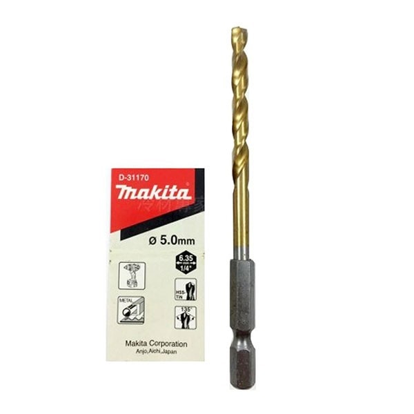 Makita D-31170 HSS鍍鈦金屬鑽頭5毫米(正面)