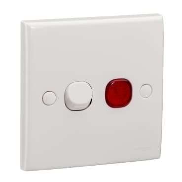 Schneider Electric S-Classic 20A 1 Gang Double Pole Switch with Neon, White — E32D20NA_WE