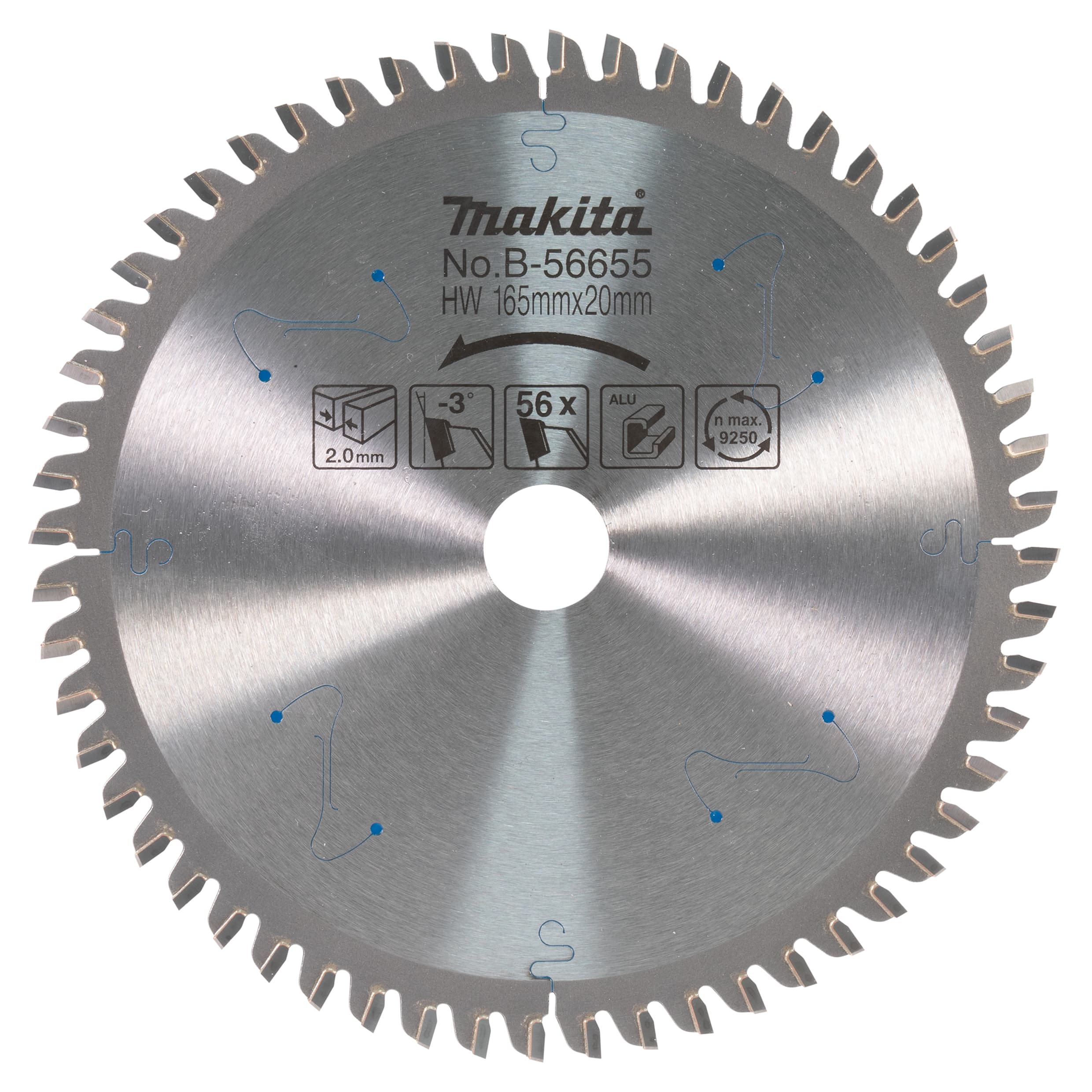 Makita 牧田 B-56655 硬質合金鋸片165X20X56T(鋁)