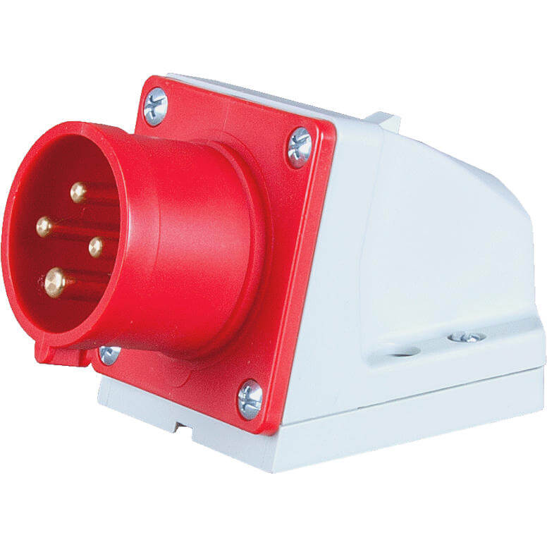 PCE 524 工業防水直入牆盤面插座 32A 380V 4針 IP44(三分之四側面)