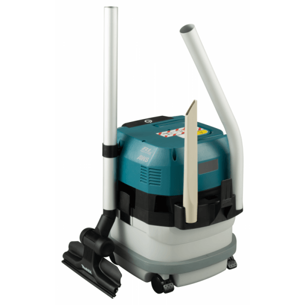 Makita 牧田 VC002GLZ02 集塵機側面,機身收納直管、彎管及地板吸咀