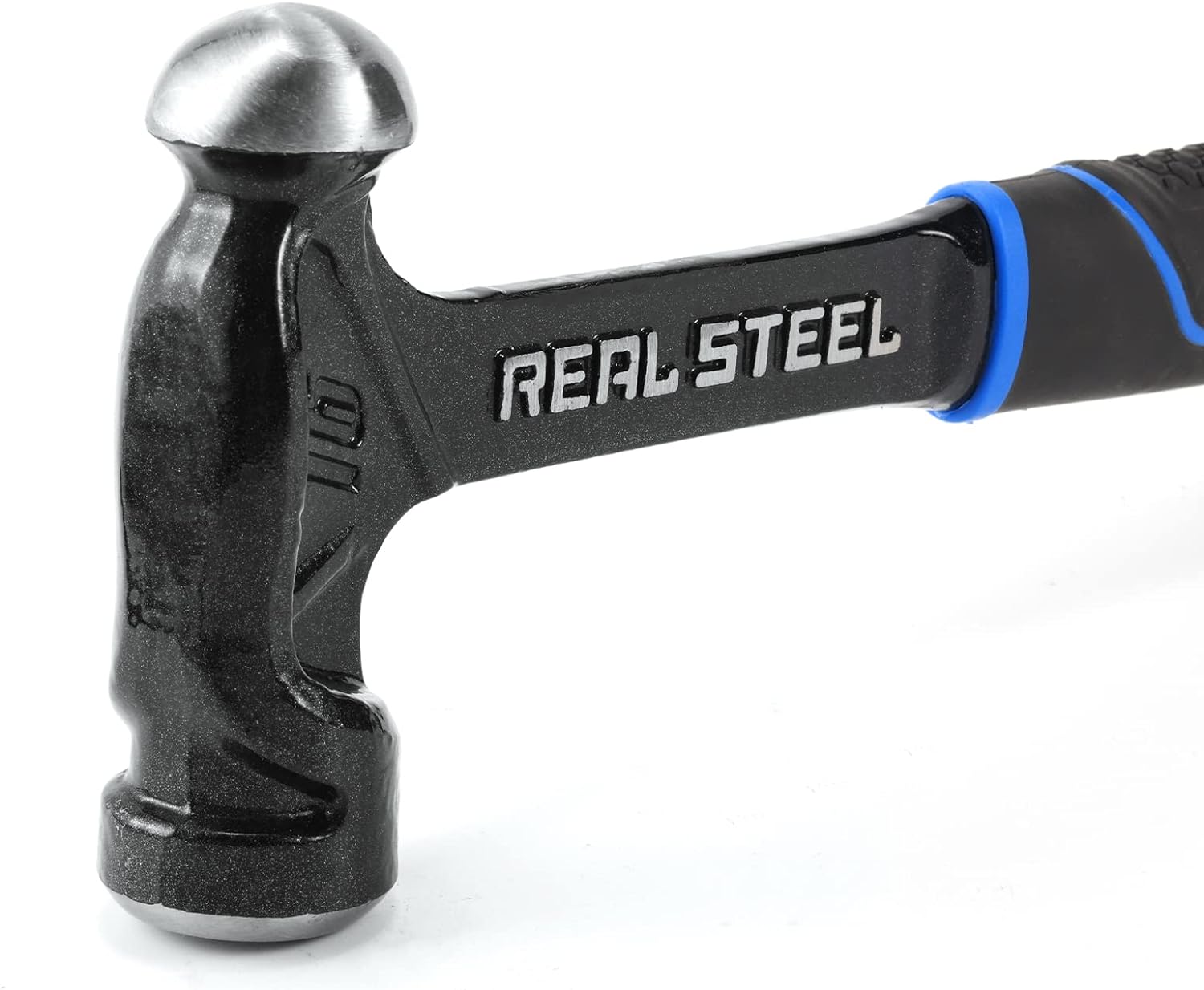REAL STEEL 圓頭鎚頭部細節(顯示「900」重量標記)