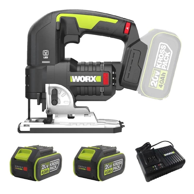 WORX 威克士 WU550.1 20V 無刷曲線鋸 4.0Ah鋰電x2 6A充電器x1