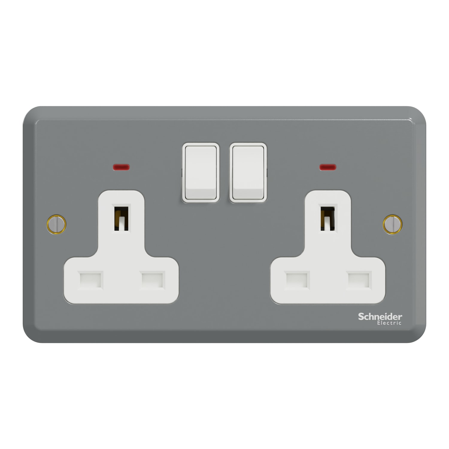 Schneider Electric ESMT25DN 13A 兩位雙極開關插座連指示燈正面圖