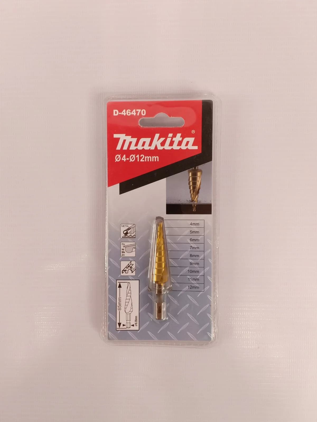 Makita 牧田 D-46470 HSS-TIN階梯鑽4-12MM(螺旋式)