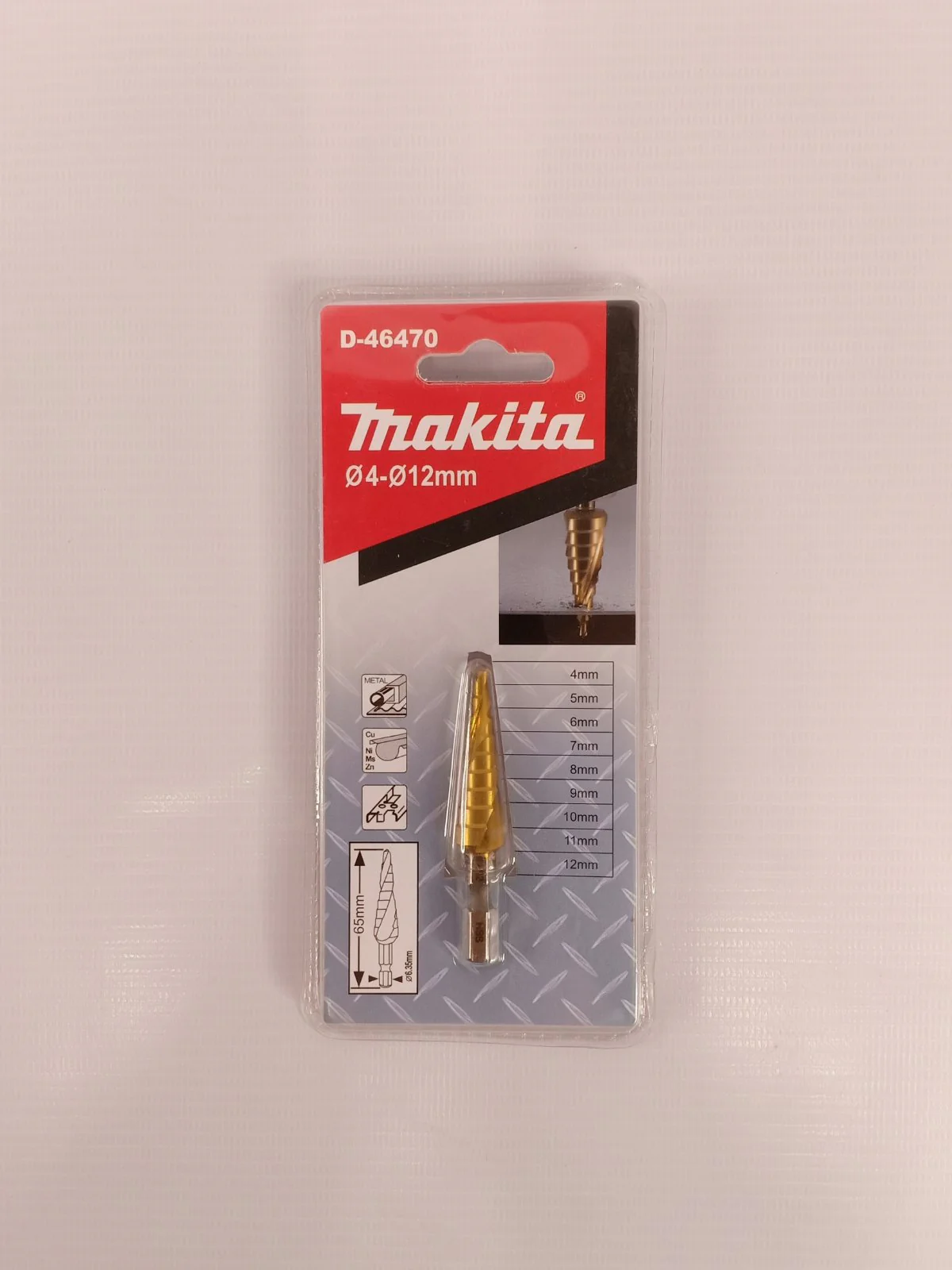 Makita D-46470 HSS-TIN階梯鑽4-12MM(包裝正面)