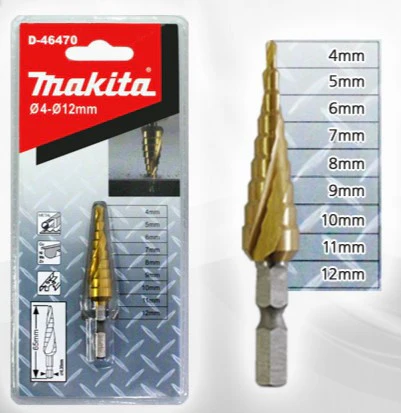 Makita D-46470 HSS-TIN階梯鑽4-12MM(包裝正面)