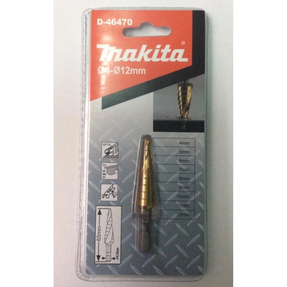 Makita D-46470 HSS-TIN階梯鑽4-12MM(包裝正面)
