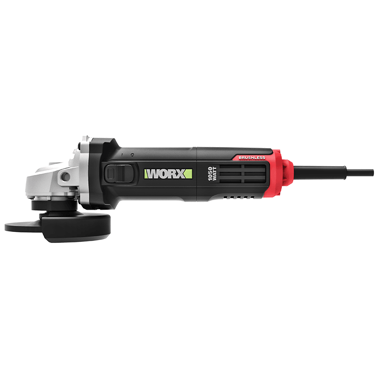 WORX 威克士 WU980 100mm 1050W 側開關無刷角磨機 正側面白底產品圖