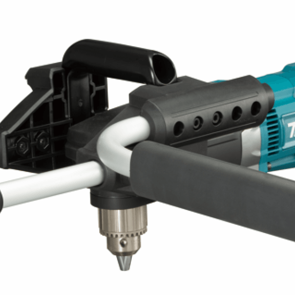 Makita 牧田 DG001GZ09 40V 充電式鑽地機機身特寫,可見夾頭、雙側手柄及機械式雙速切換