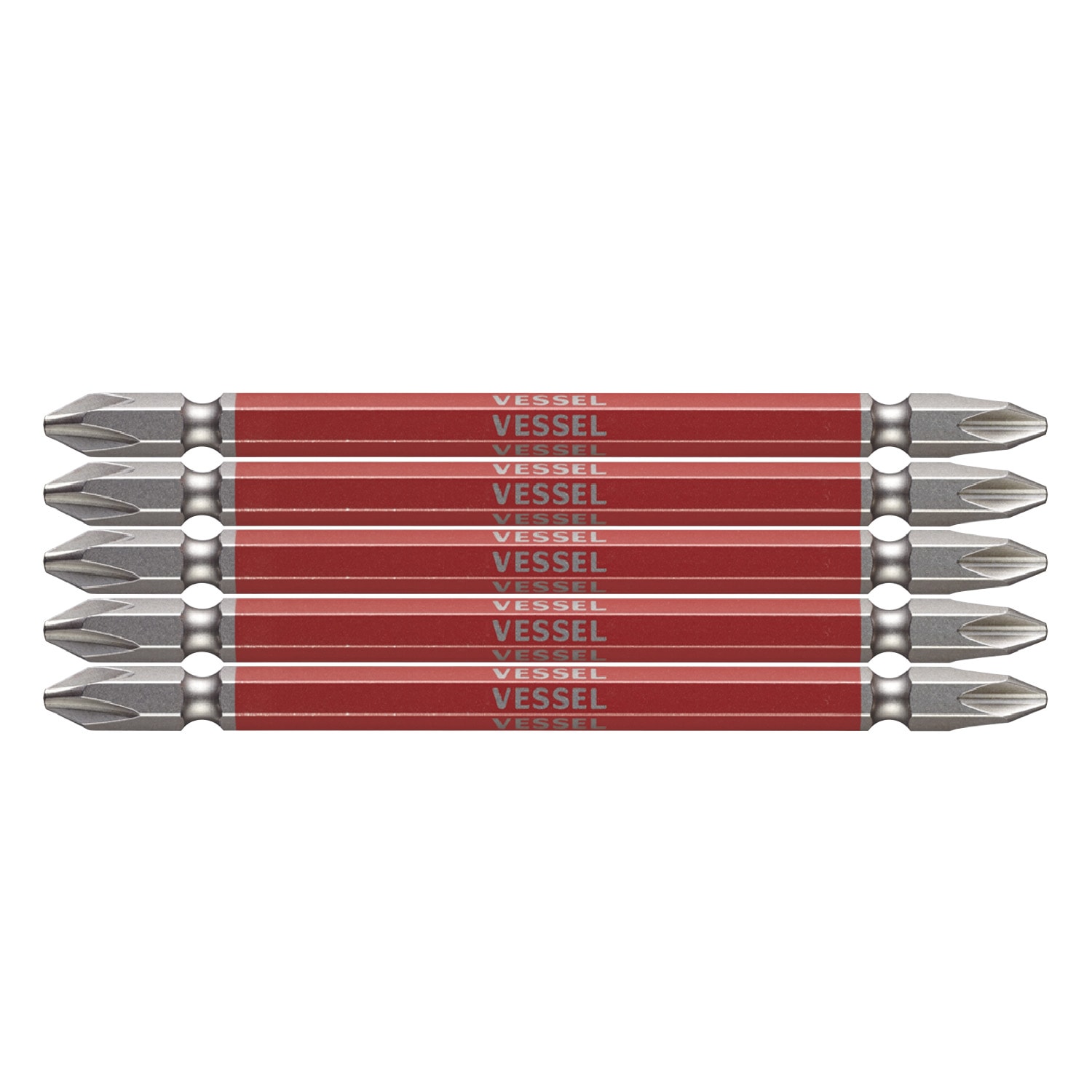 VESSEL GS5P2110 剛彩雙頭十字批咀 #2 x 110mm(5枝裝)正面