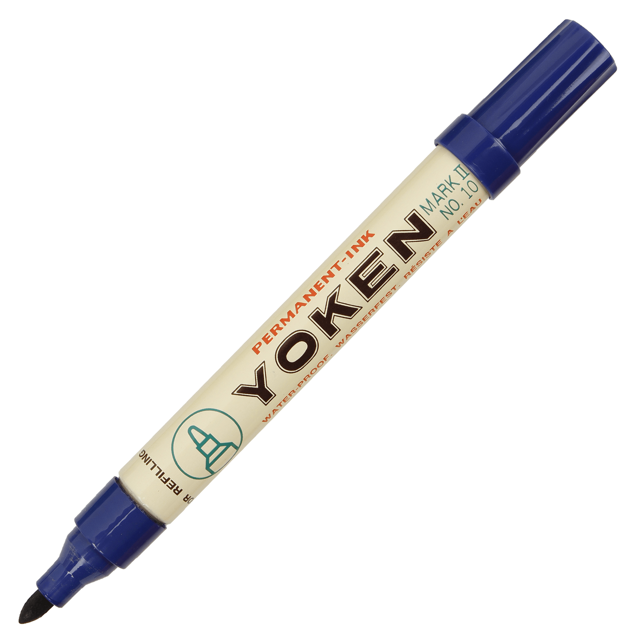 YOKEN Mark II No.10 永久性記號筆(藍色,斜角)