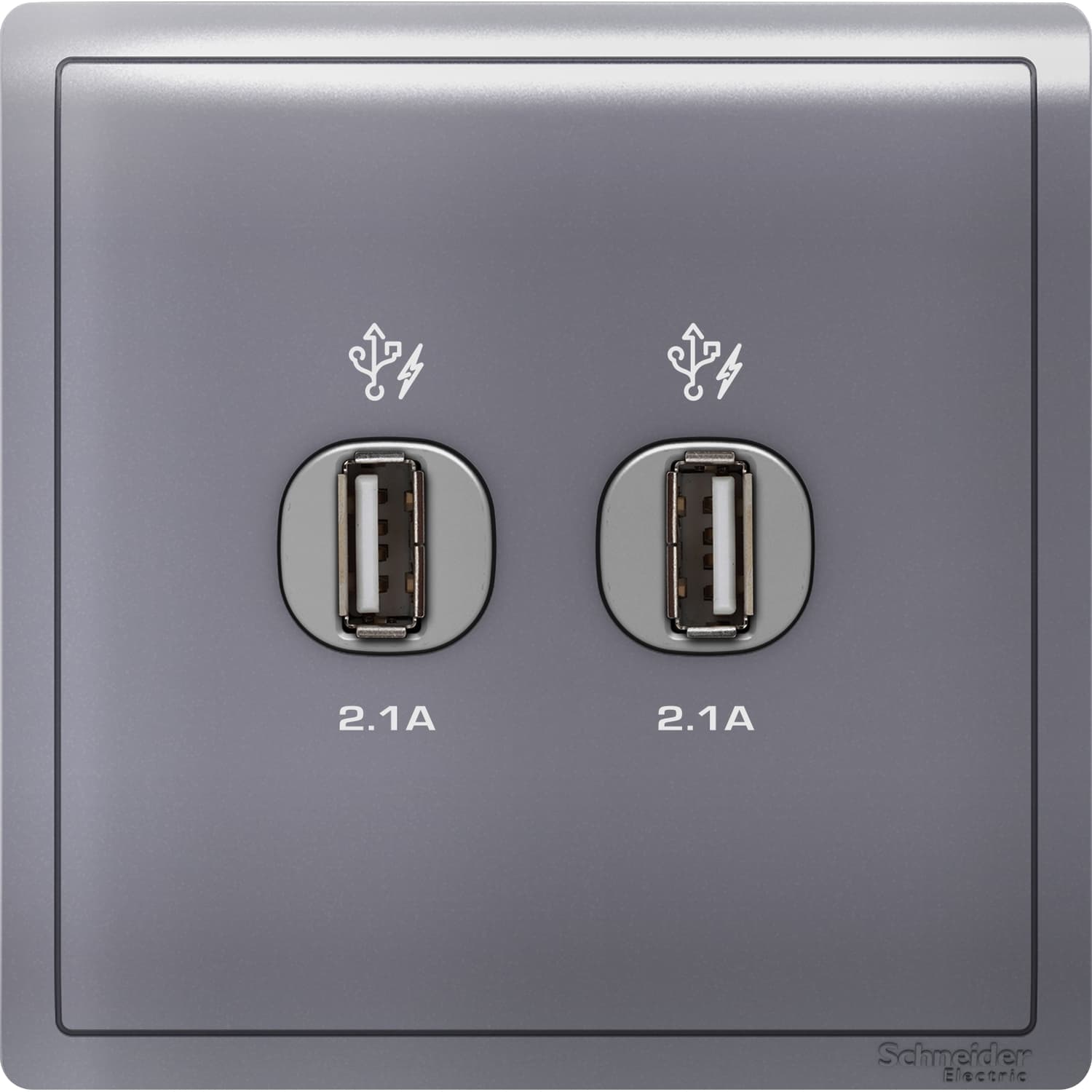 Schneider 施耐德電氣 Pieno 丰尚 兩位2.1A USB充電插座 E8232USB_LS(薰衣草銀)香港行貨