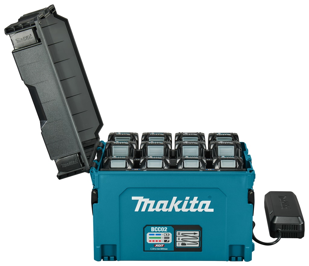 Makita BCC02 電池充電箱(打開內部與電源適配器)