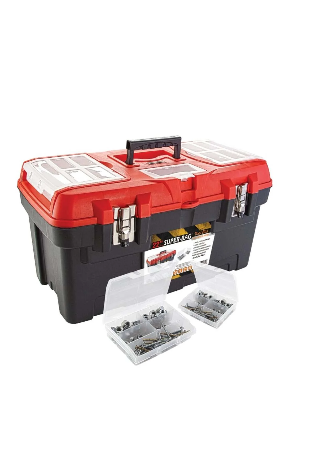 SUPER-BAG ASR-4007 22吋紅黑鐵扣工具箱(三側面)