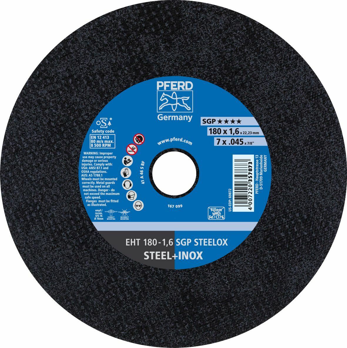 PFERD 馬圈 PFECD0S7 7" 特薄不銹鋼咭碟(正面)