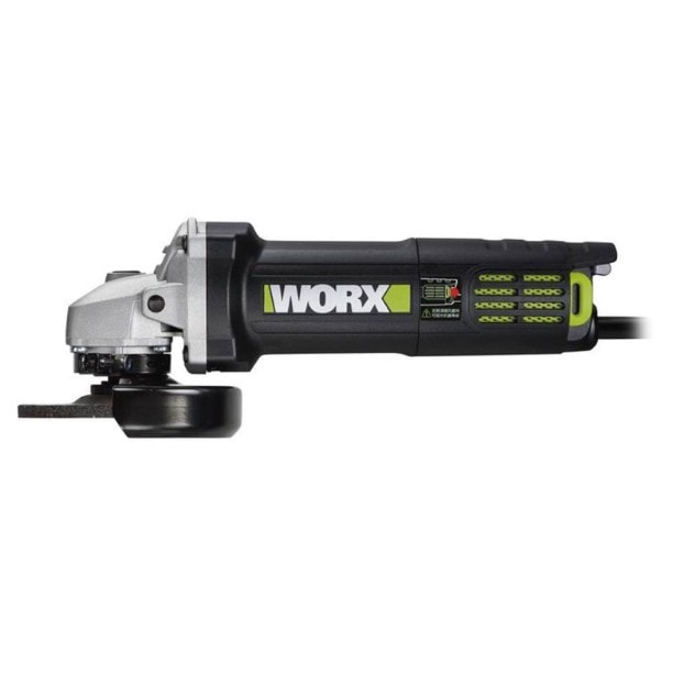 WORX 威克士 WU800A 100mm 角磨機側面外觀,顯示纖細筒身與後開關