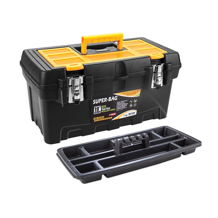 19" Black Metal-Latch Tool Box